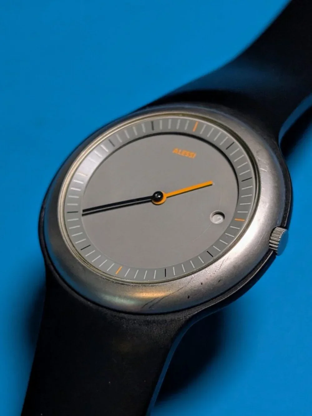 2004 Alessi Tondo AL7002 Watch by Alberto Meda 38mm by Seiko Black/Grey/Orange